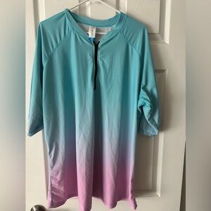 Women's Blue and Pink Swim Cover-Up